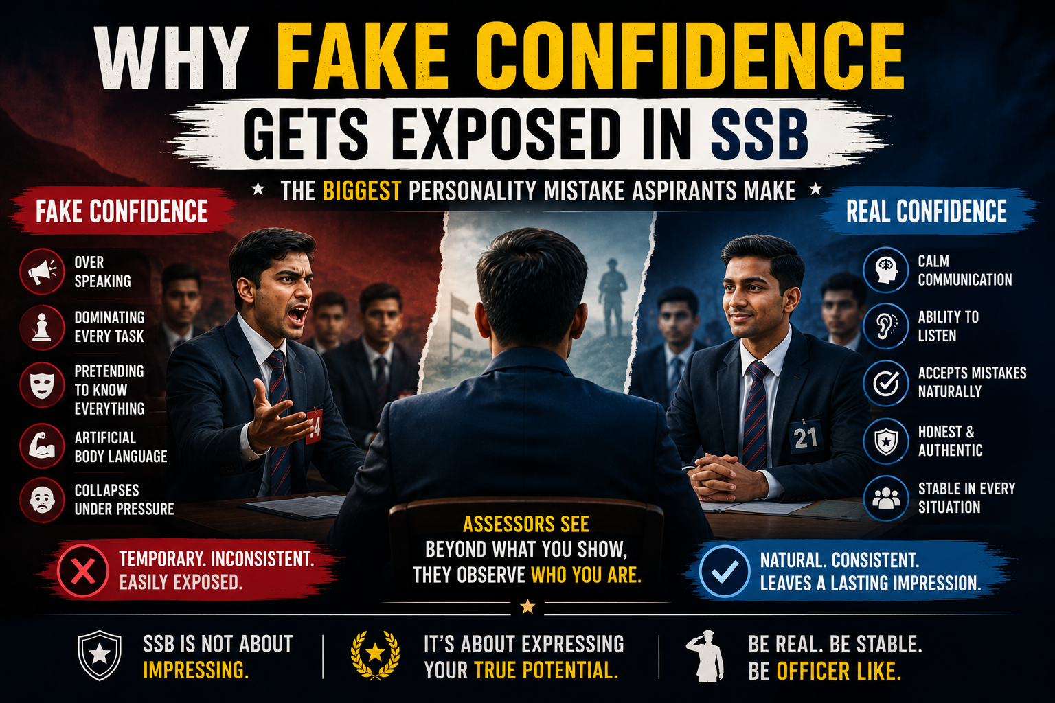 🔥 Why Fake Confidence Gets Exposed in SSB – The Biggest Personality Mistake Aspirants Make